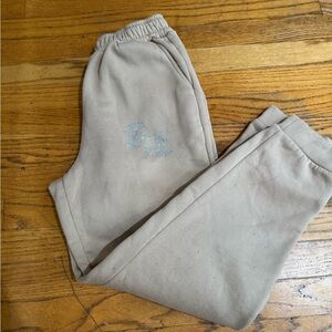 Beige Sweatpants with Embellished Logo